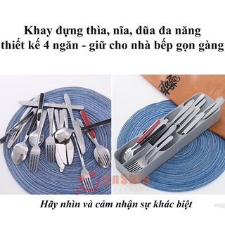 Khay chia đũa thìa 4 ngăn giữ gọn tủ bếp
