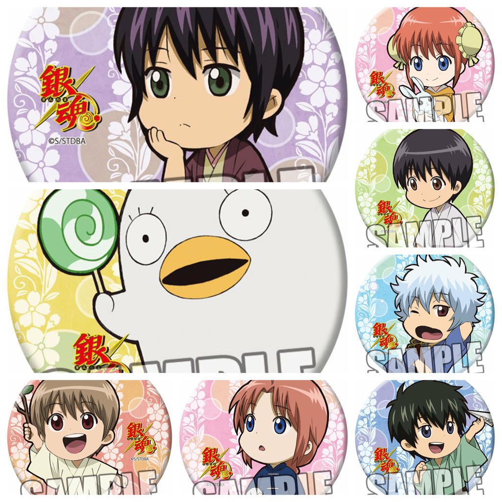 Combo 8 huy hiệu cài áo IN HÌNH Gintama Linh hồn bạc anime chibi dễ thương tiện lợi
