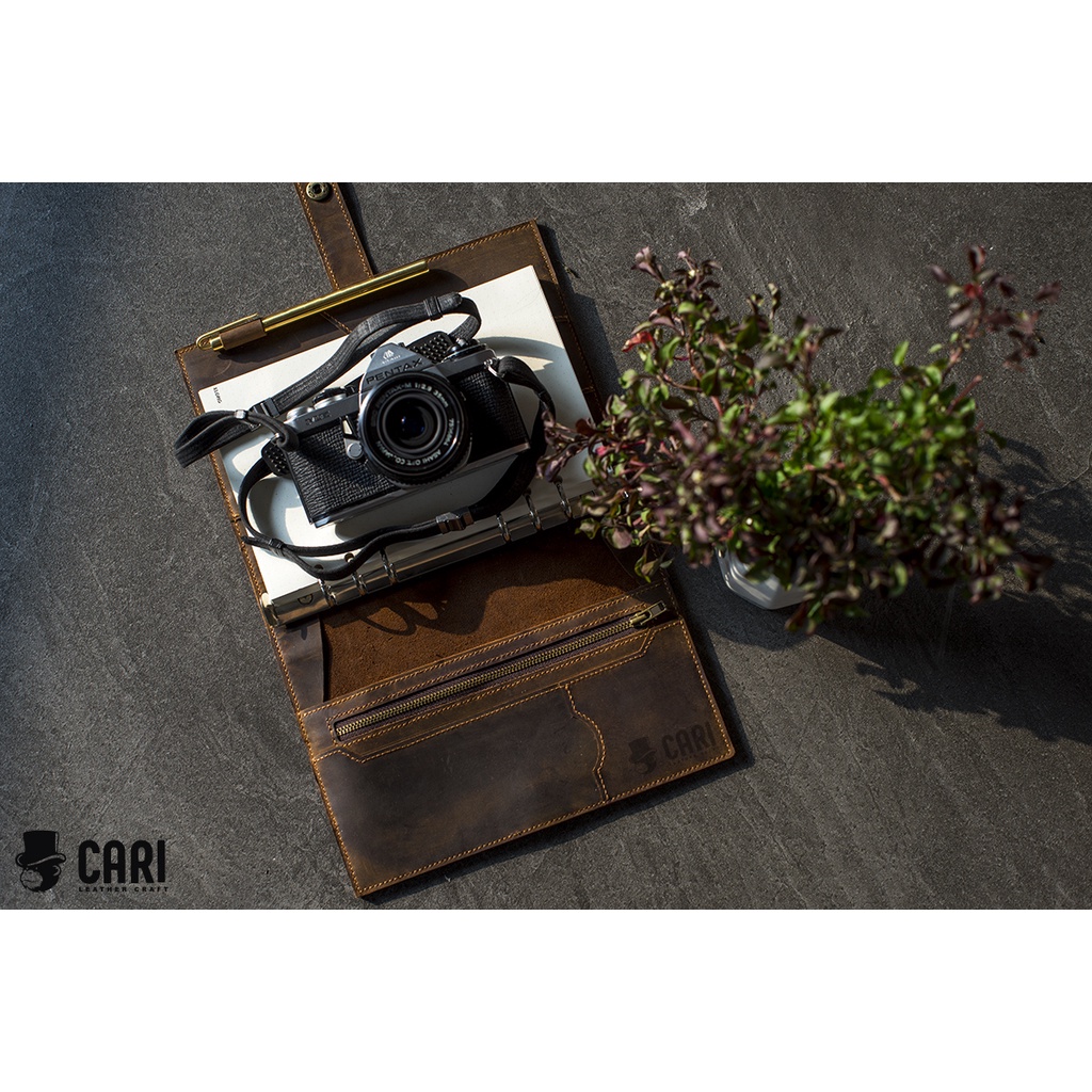 Sổ tay bìa da Sáp Vintage A5 | Sổ ghi chú bìa da | Sổ viết nhật ký bìa da | Sổ lưu trữ bìa da gáy còng