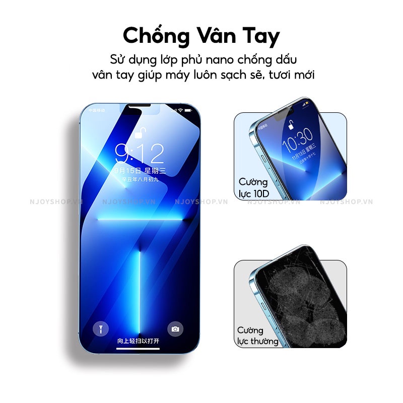 Kính Cường Lực Trong Suốt Full Viền 10D Cho Điện Thoại IP7/8/X/Xsmax/11/12/13/14 Pro Max Njoyshop