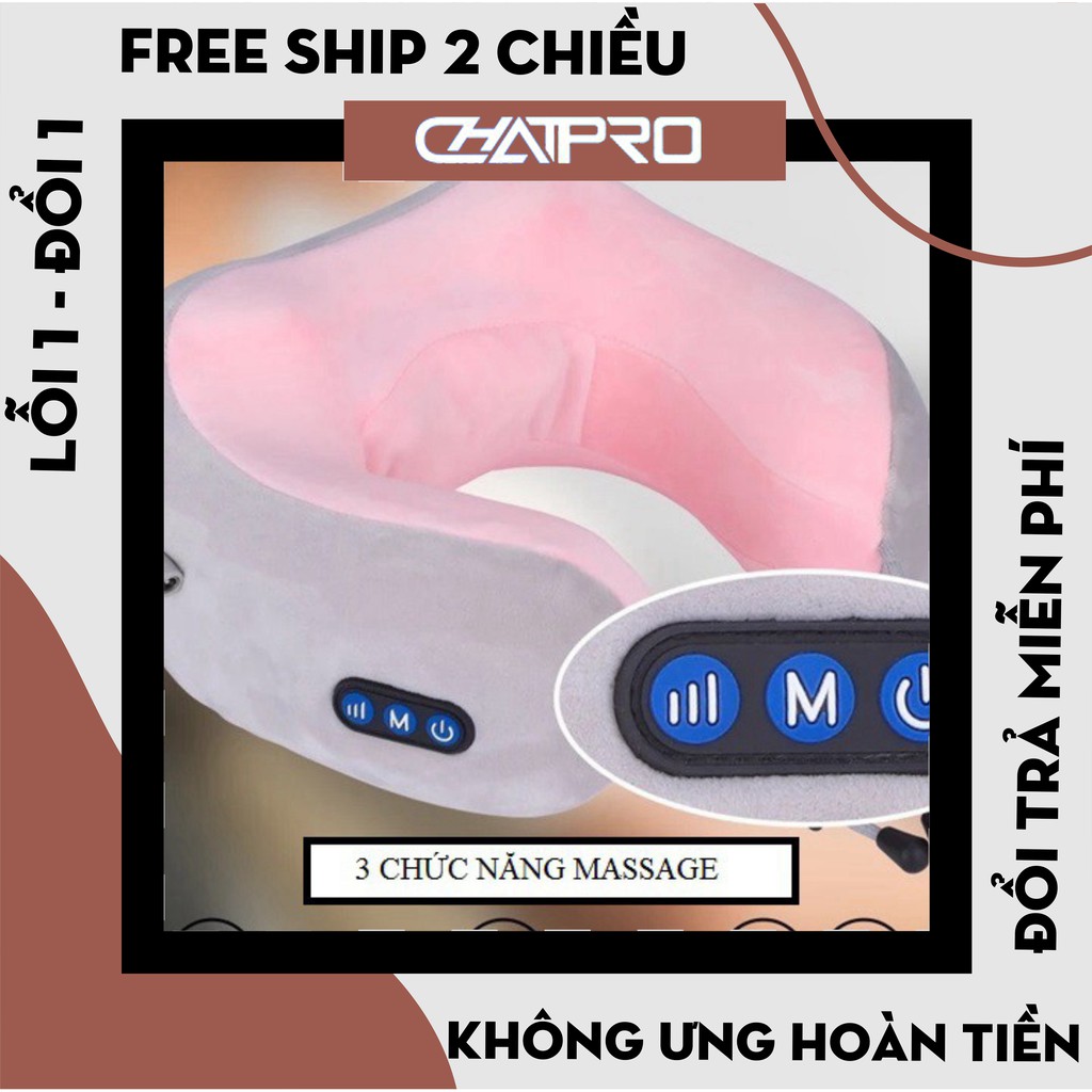 Gối Chữ U Tựa Cổ Chất liệu Cao Su Non Có Chức Năng Massage 3 Chế Độ Nguồn Pin Sạc