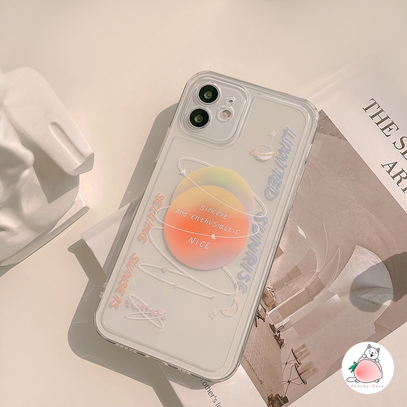 Ốp điện thoại TPU mềm trong suốt in hình hành tinh mặt trăng cho iPhone 13 11 12 Pro Max X Xs Max Xr 7 8 Plus