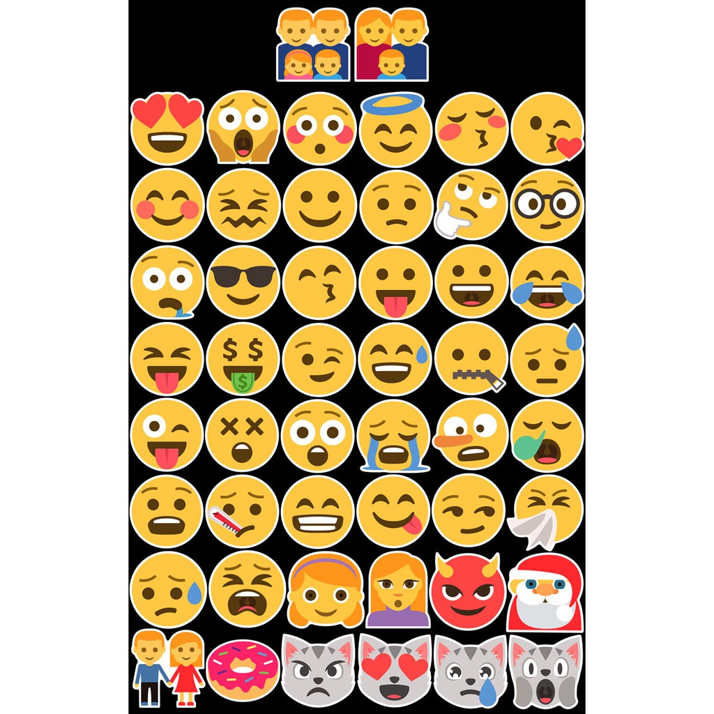 Bộ 50 Miếng Dán Sticker Hình EMOJI Cute Cỡ Lớn