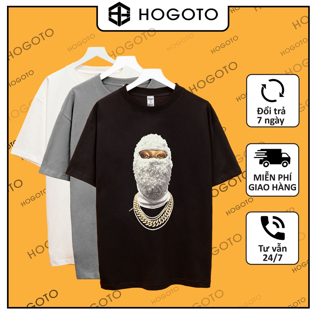 Áo thun MẶT TRẮNG Hogoto shop , Áo thun unisex nam nữ from rộng oversize chất liệu cotton