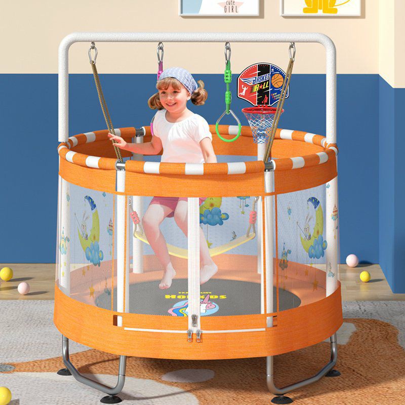 Trampoline Hopkids sàn nhún có xích đu, tay vịn kèm xà đơn thể thao cho bé vận động đường kính 1,5m tải trọng 250kg