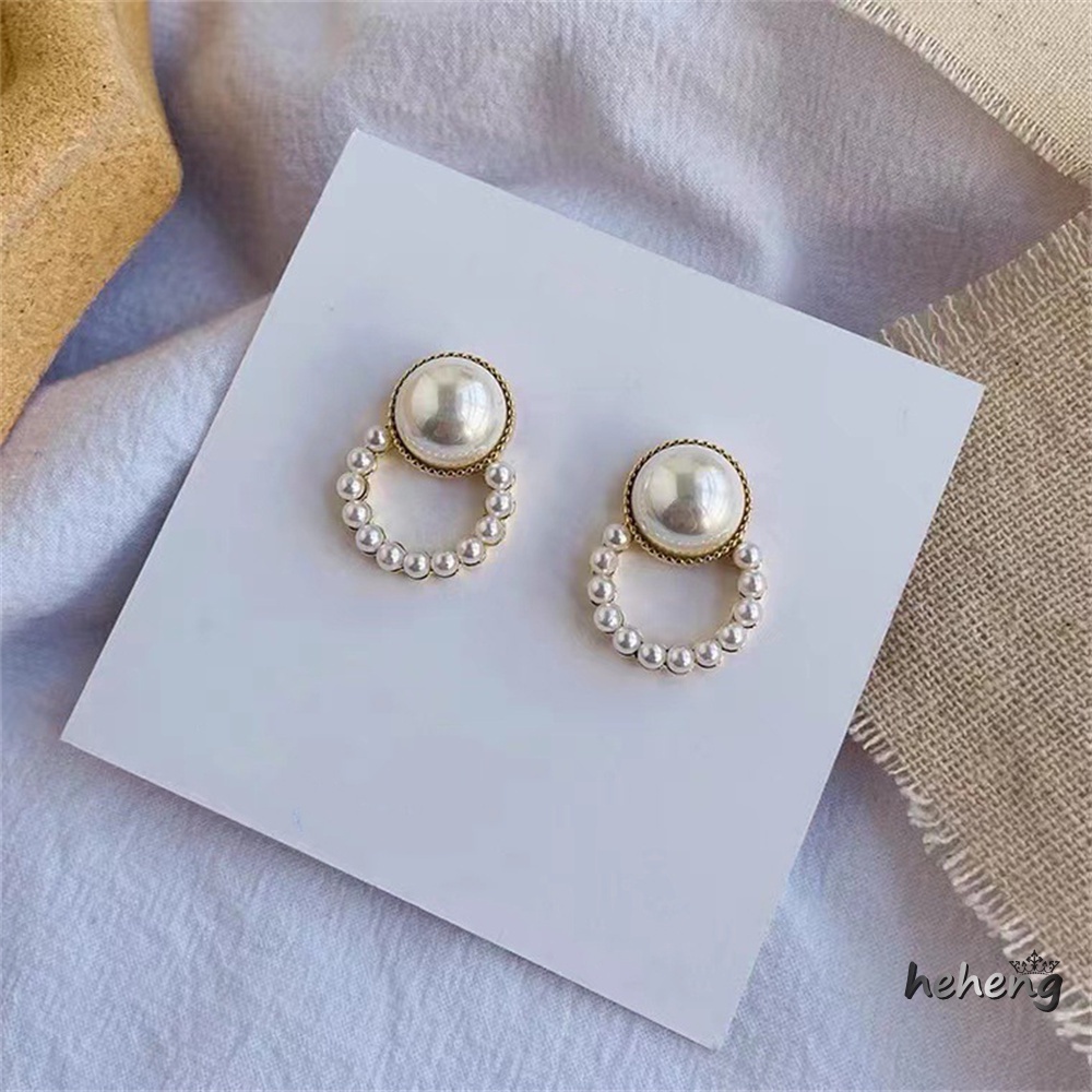 Bông Tai Tròn Đính Ngọc Trai Bằng Hợp Kim Thời Trang 1 Cặp