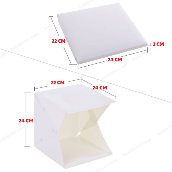 Hộp Chụp Ảnh Sản Phẩm, Box Chụp Hình Có Đèn Led, Lồng Puluz Mini 20x20 Cm Xếp Gọn - HoHi Decor