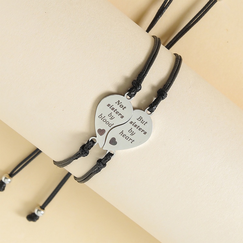 1 Cặp Vòng Tay Bện Dây Bằng Thép Không Gỉ Hình Trái Tim Khắc Chữ Best Friends Có Thể Điều Chỉnh