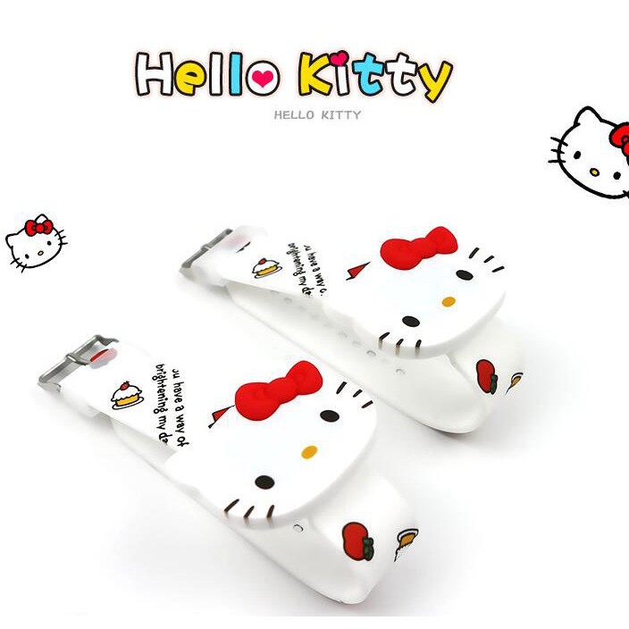 Đồng hồ điện tử dây silicon hình mèo Hello Kitty cho bé