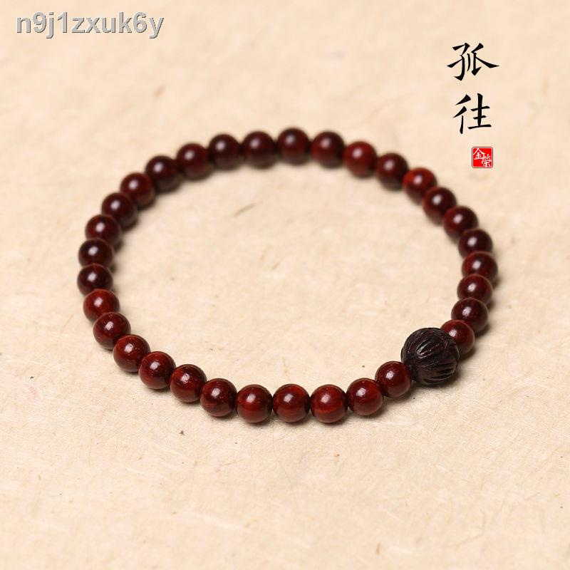﹊☇Ấn Độ đích thực lá nhỏ màu đỏ vòng tay gỗ đàn hương nữ vòng tay gỗ nam hạt gỗ đơn vòng tròn gỗ đàn hương hạt