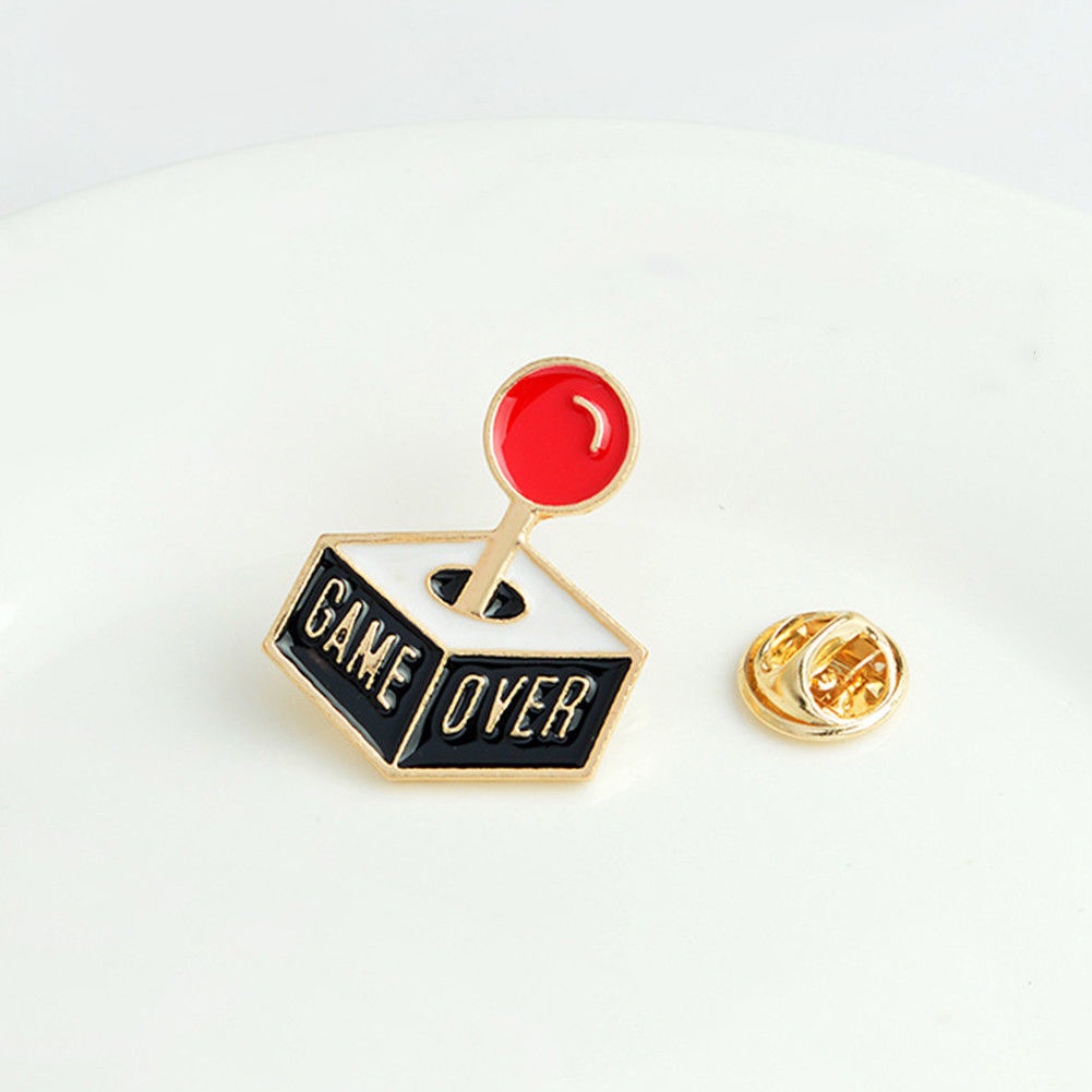 YOML✔Game Over Joystick Enamel Badge Collar Lapel Brooch Pin Clothes Jewelry Decor