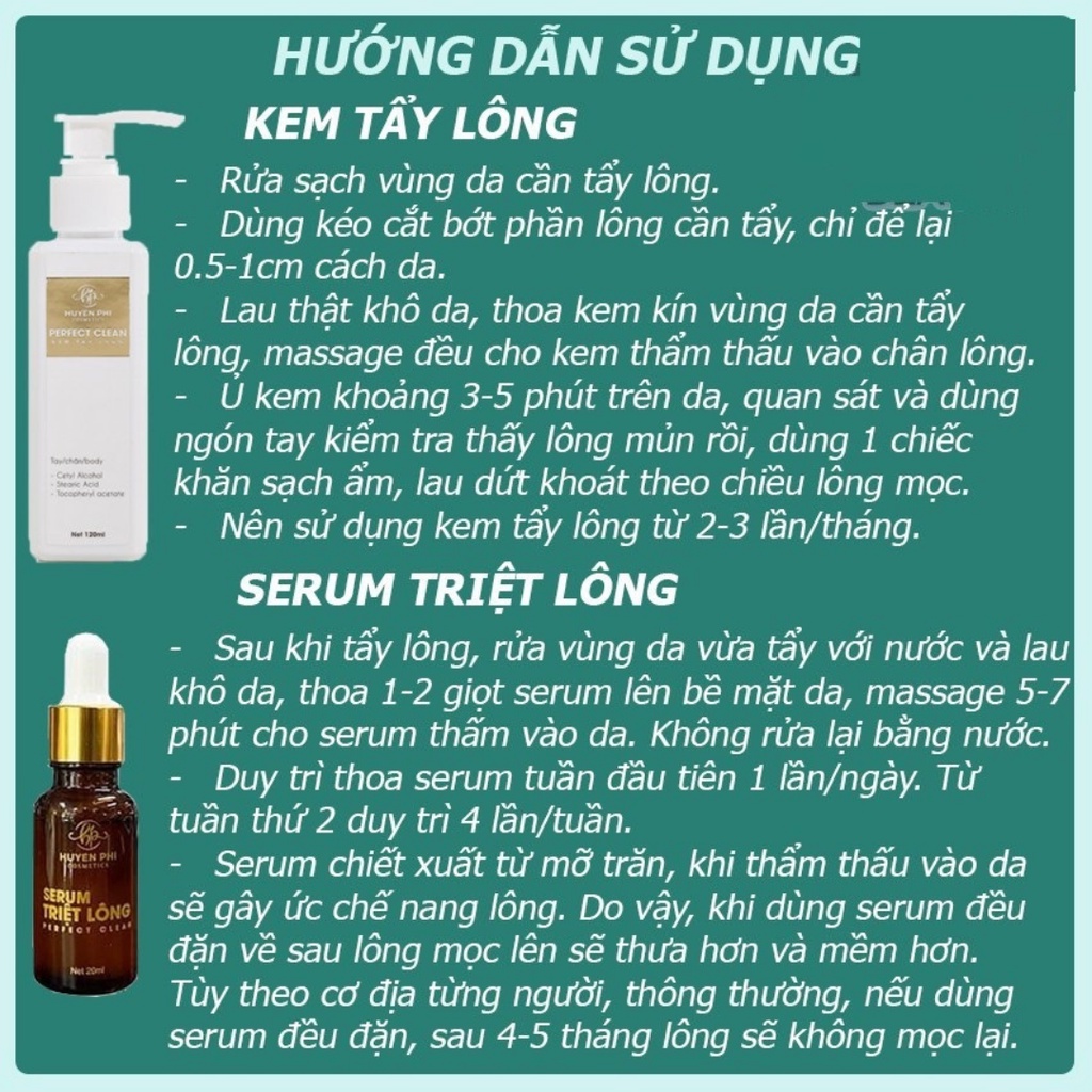 Kem Tẩy Lông Huyền Phi Tặng Serum Triệt Lông - Sạch Lông An Toàn, Không Đau Rát, Dưỡng Da Mền Mại