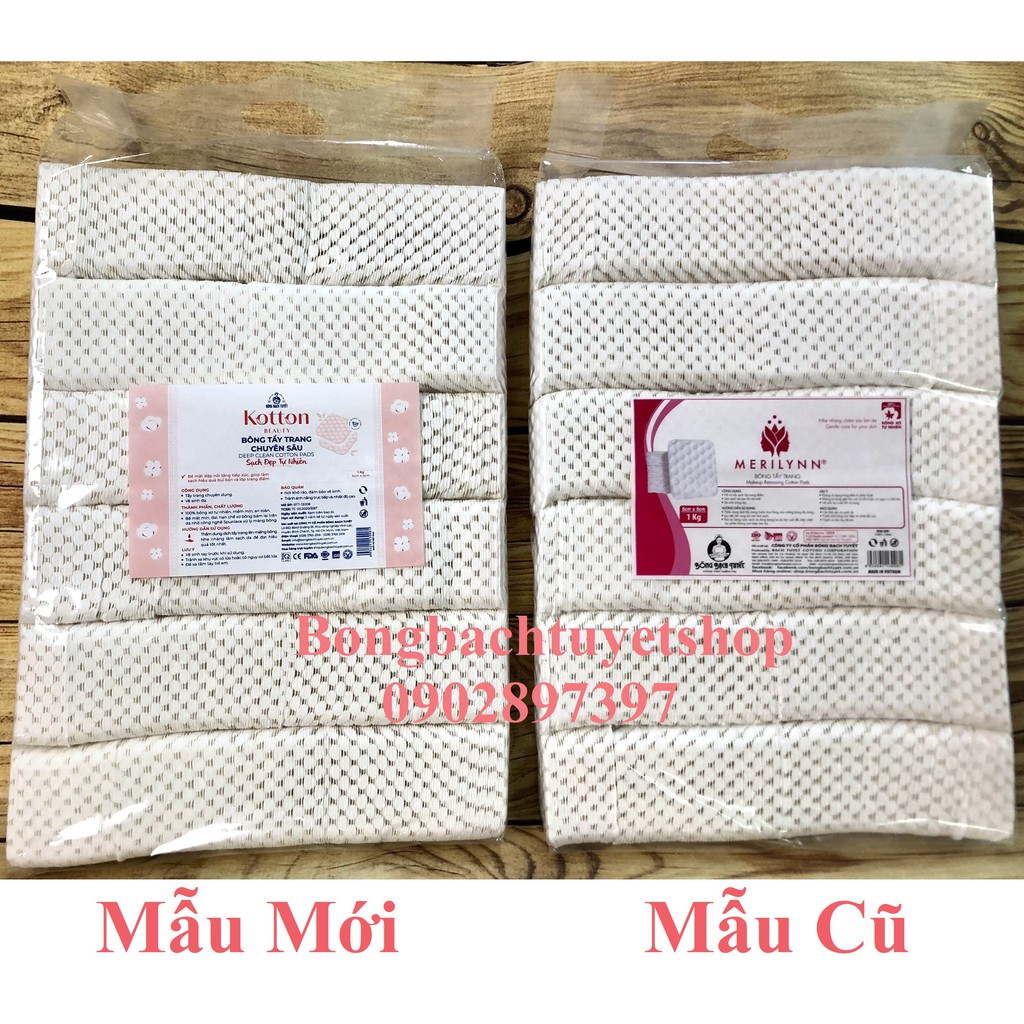 Bông Tẩy Trang Merilynn gói 1kg - Chính hãng Bông Bạch Tuyết