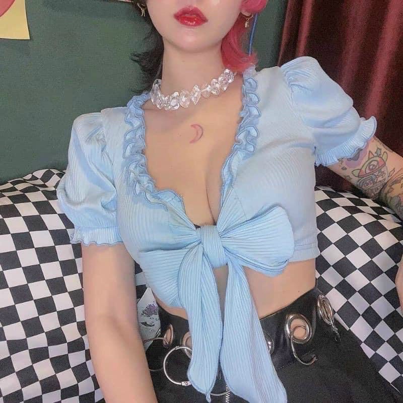 Áo kiểu croptop nơ ngực siêu sexy