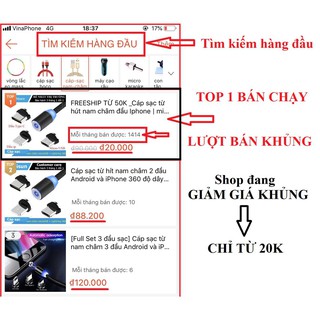 Dây cáp sạc nam châm iphone android cao cấp có đèn led