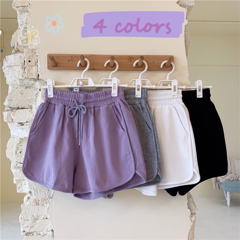 Quần đùi short nữ thun cotton 100% thiết kế 3 sọc viền thể thao bên hông co giãn thoải mái thich hợp mặc nhà, tập gym.