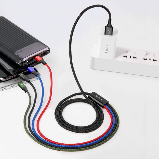 Cáp sạc 4 đầu đa năng- 2 -1 TypeC-1Micro- HÃNG BASEUS