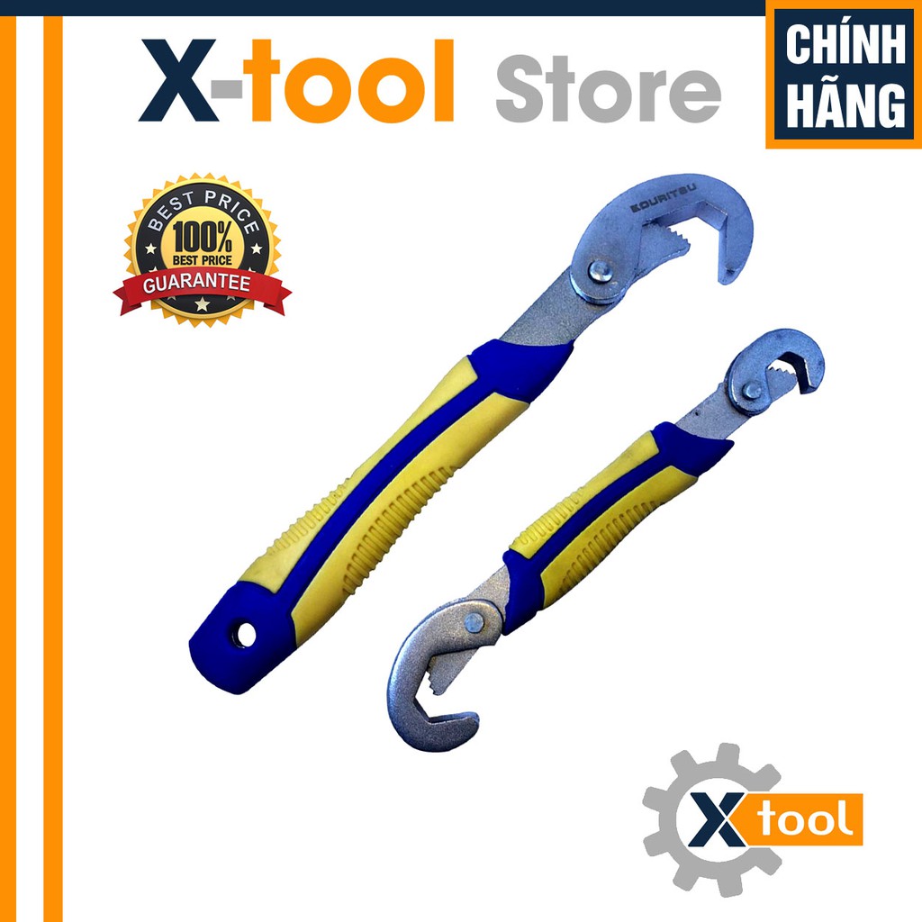 Bộ 2 Mỏ Lết Đa Năng Nhật Bản Kouritsu Cán Bọc Cao Su Chống Trượt mở 9-32mm