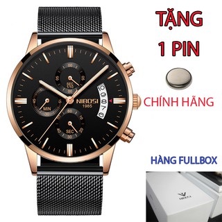 ĐỒNG hồ nam NIBOSI 2309 (1985) đây thép lưới CHÍNH HÃNG