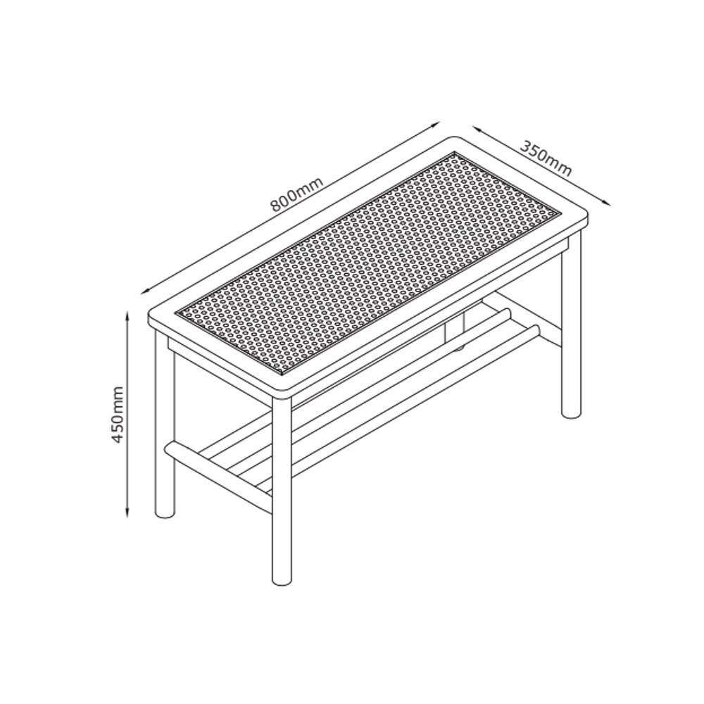 Ghế băng | JYSK Bjerghuse | gỗ bạch dương/mây | đen/sồi | R35xD80xC45cm