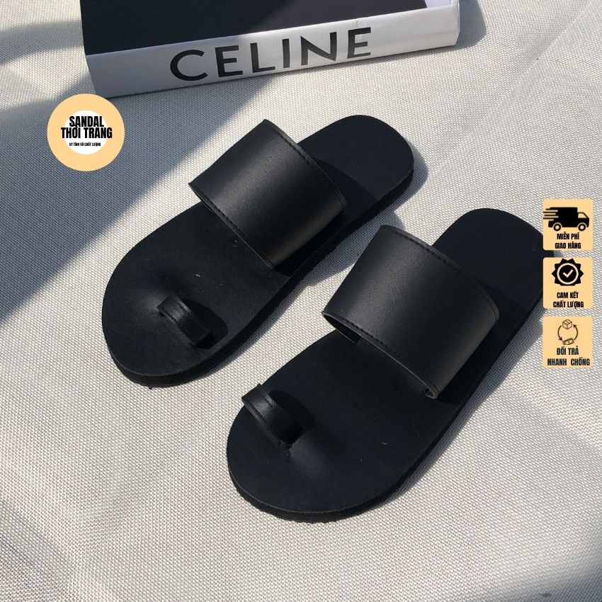 Dép sandal xỏ ngón nữ nam cao cấp Đen/Nâu size 30-44 SANDALTHOITRANG
