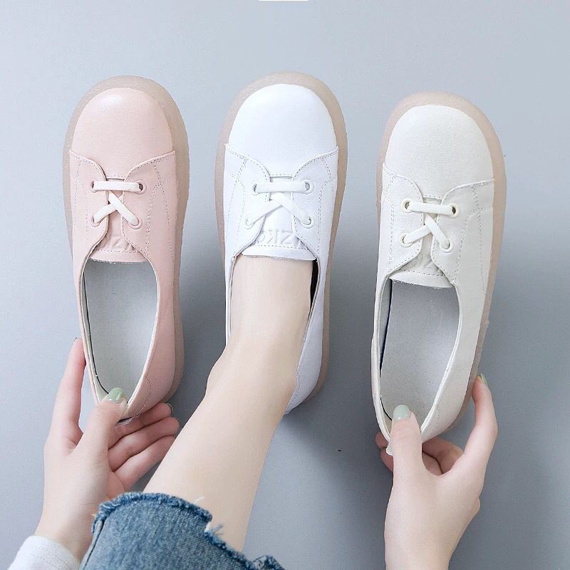 Giày Lười Da Bò Mềm Màu Trắng Cỡ Lớn Thời Trang Cho Nữ | BigBuy360 - bigbuy360.vn