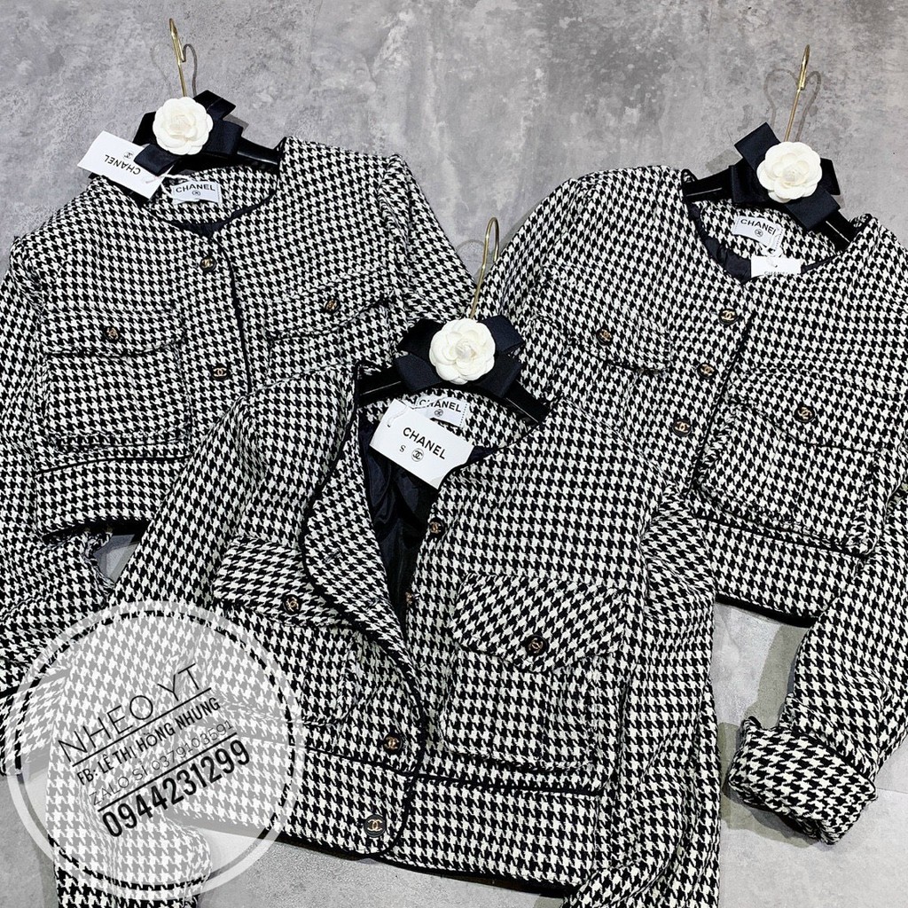 Áo khoác dạ tweed kẻ caro hàng cao cấp thương hiệu T-Linh
