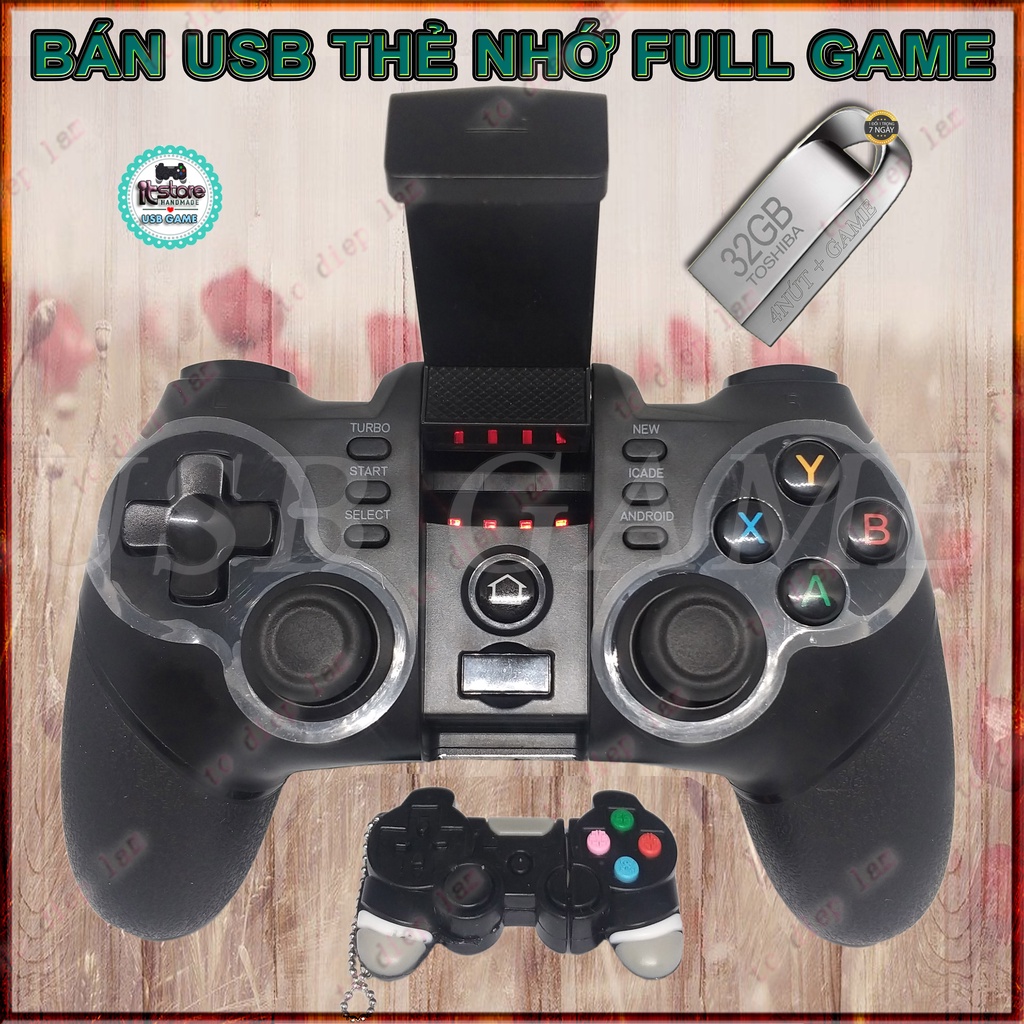 USB Thẻ Nhớ Tay Cầm Chơi Game Bluetooth Không Dây ZM-X6 Cho Android Iphone Máy Tính Bảng PC Laptop..có giá đỡ điện thoại