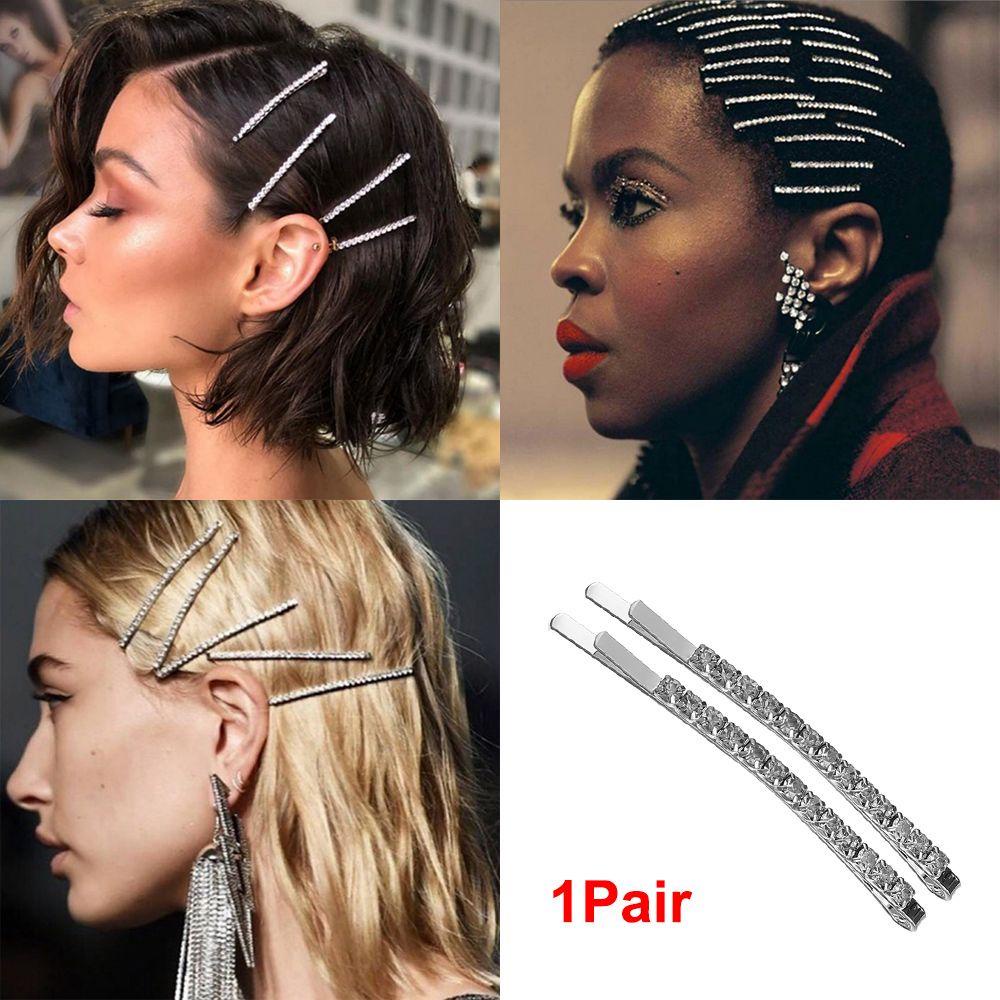 Yve 1 Cặp|Kẹp Tóc Đính Đá Lấp Lánh Thời Trang Cho Cô Dâu