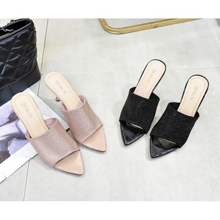 🌺Dép Cao Gót Đính Đá A136 Hở Mũi Nhọn / Giầy Cao Gót Đế Nhọn / Giầy cao Gót Hàn Quốc