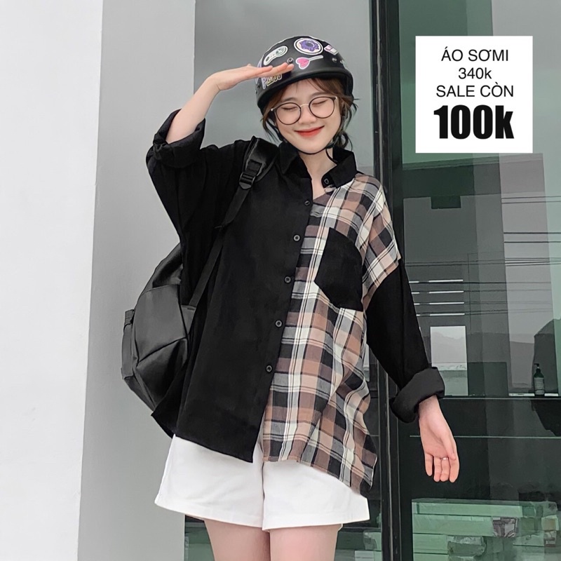 Áo sơ mi phối caro