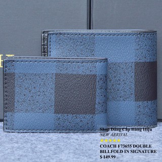 Ví nam Coach F73655 Double Billfold Square Blue