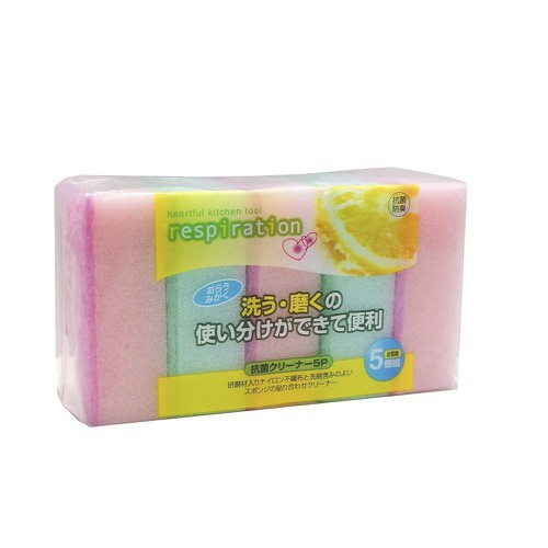 Set 5 miếng xốp rửa bát 1 mặt ráp (made in Japan)