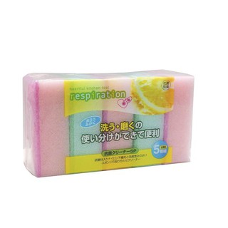 Set 5 miếng xốp rửa bát 1 mặt ráp (made in Japan)