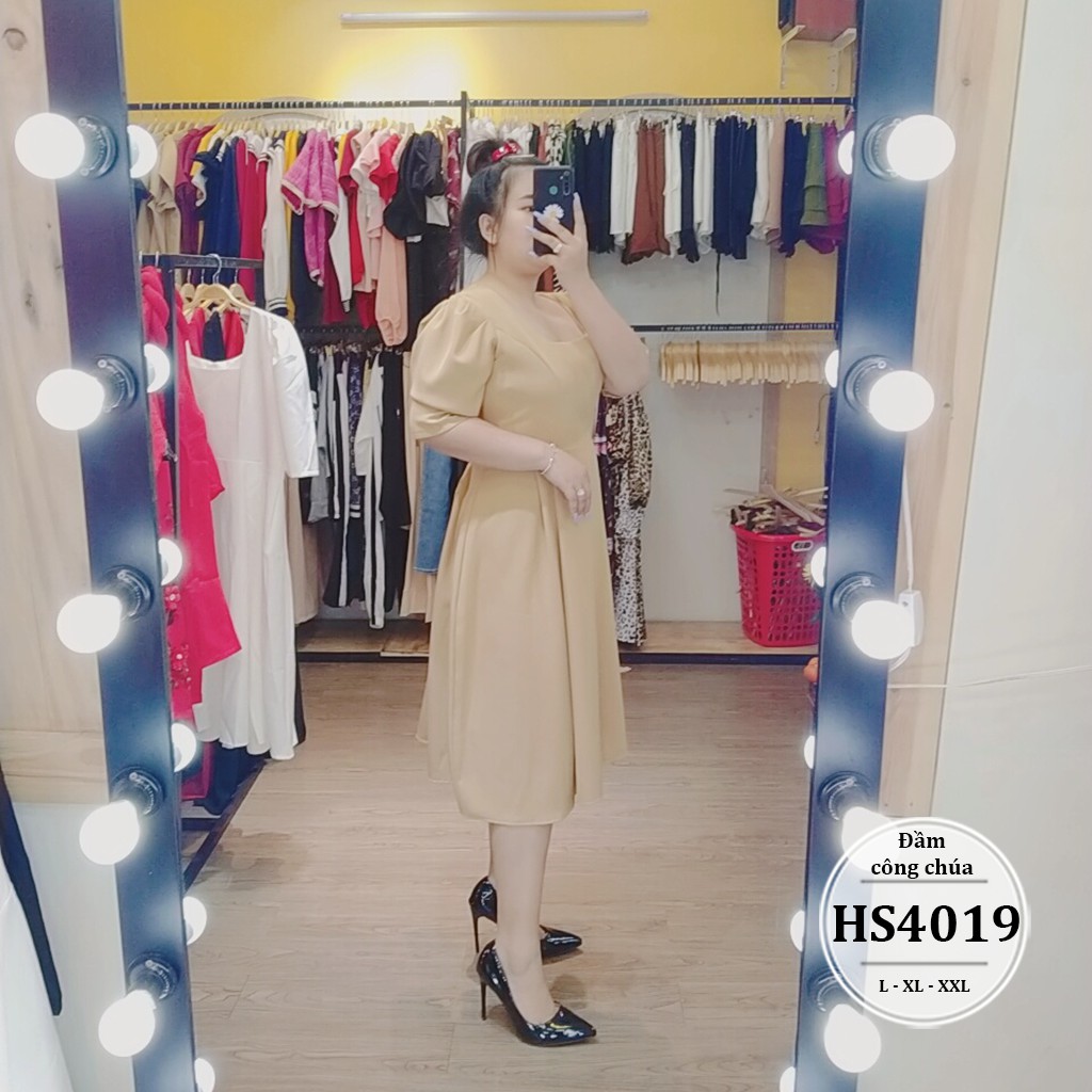 Đầm bigsize nữ dáng xòe công chúa HS4019 - Váy bigsize dự tiệc, đi chơi  - Màu Đen, Trắng, Nude - Size 65-90kg L XL XXL | BigBuy360 - bigbuy360.vn