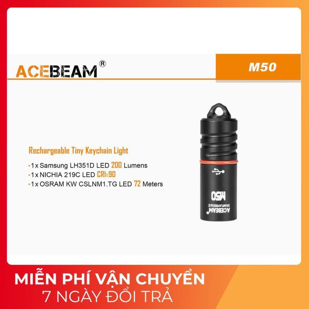 [BH 1 NĂM] ACEBEAM M50 - Đèn pin móc khóa mini cổng sạc USB