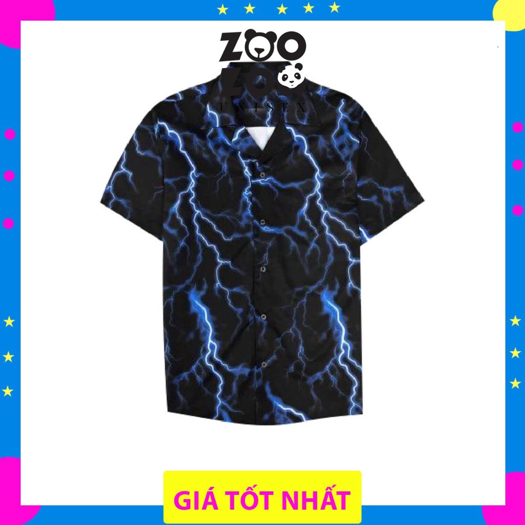 Áo Sơ Mi Cổ Vest Tia Sét Unisex Form Rộng Chất Lụa Mềm Cao Cấp