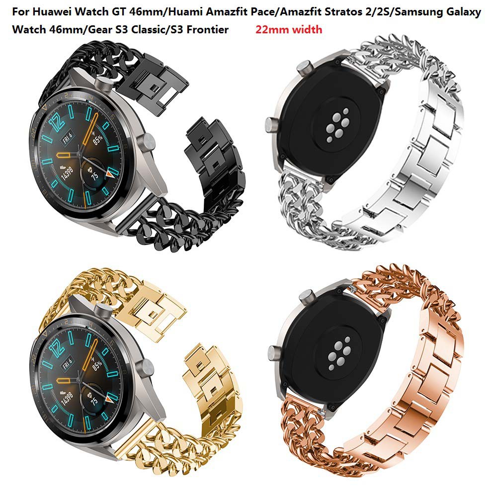 Dây đồng hồ bằng kim loại 22mm thay thế cho Huawei Watch GT 46mm/Huami Amazfit Pace/Amazfit Stratos 2/2S