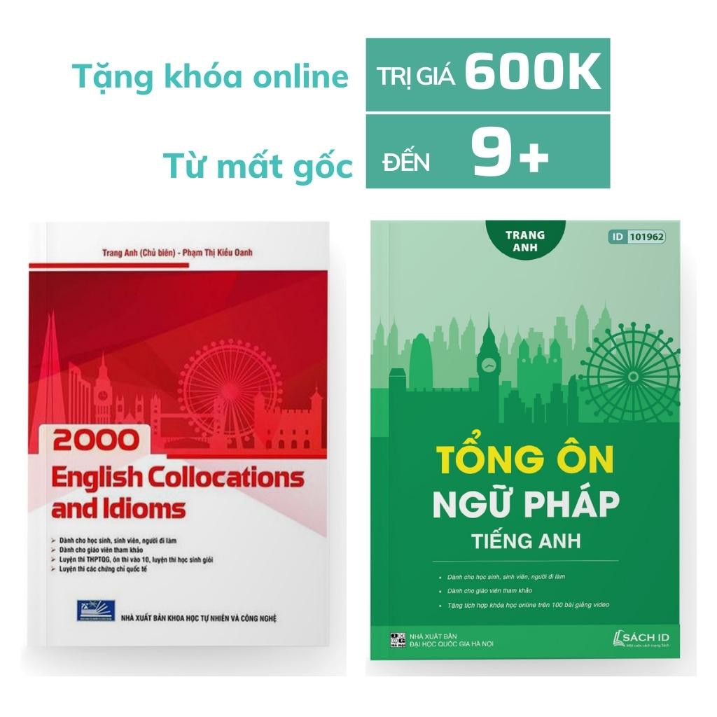 Combo 02 Sách cô Trang Anh Tổng ôn ngữ pháp tiếng anh và 2000 English