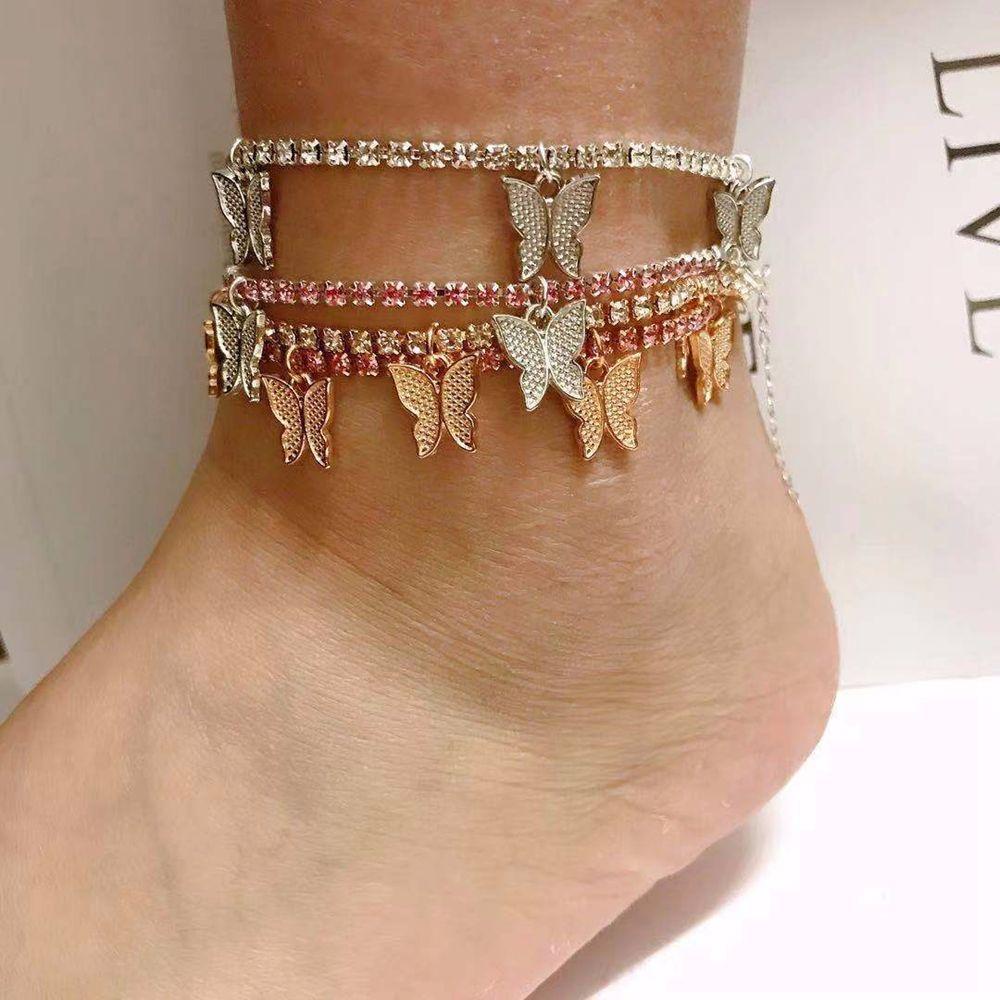 Lắc Chân Hợp Kim Họa Tiết Bươm Bướm Xinh Xắn Có Thể Điều Chỉnh WMES15H