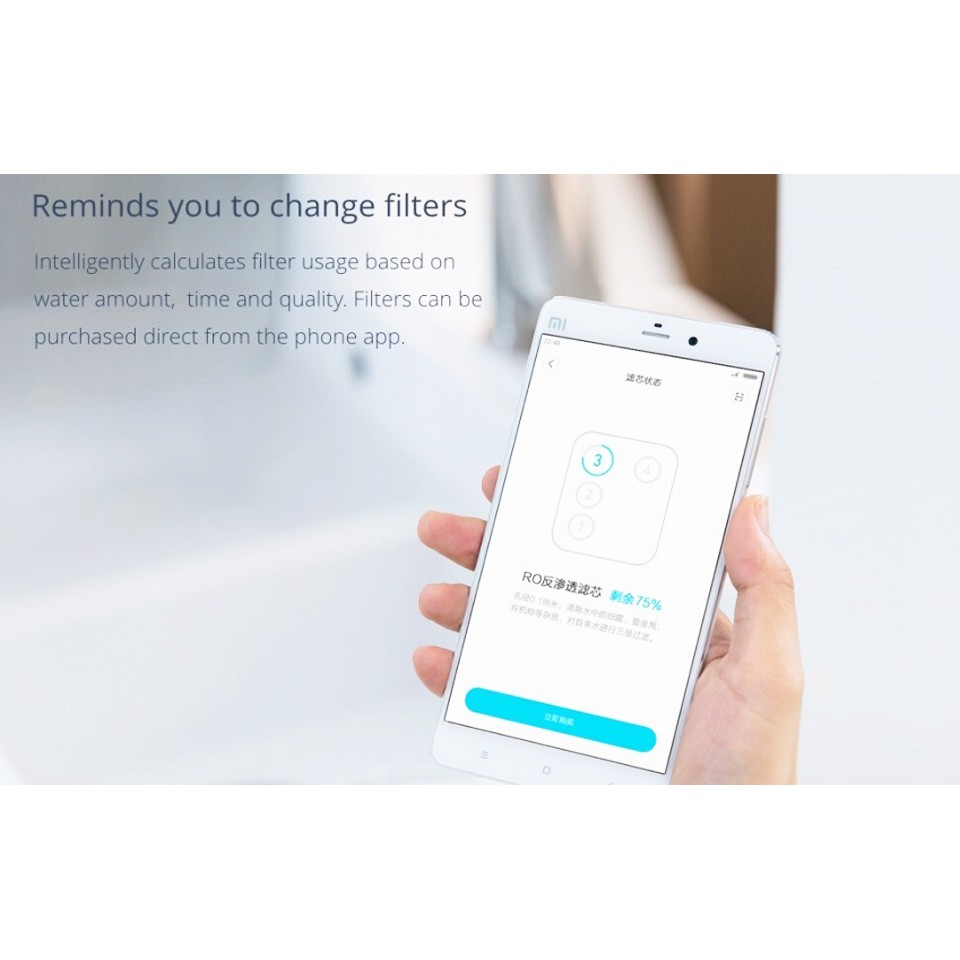 Máy lọc nước Xiaomi Mjia Mi Water Purifier 2/XIAOMI H600G kèm đo TDS Giám sát APP Thông minh Thanh lọc RO thông minh