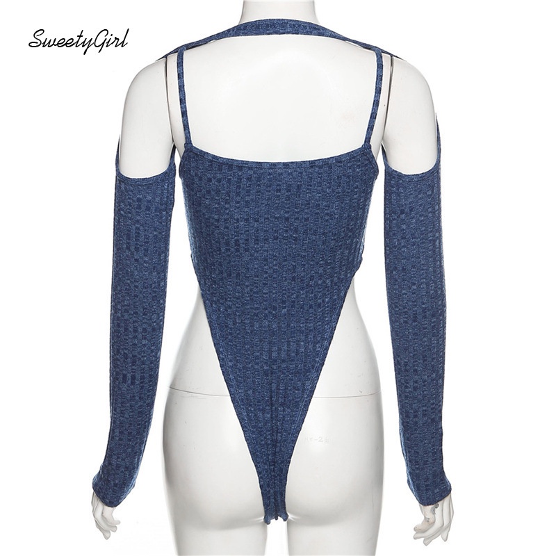 Áo Liền Quần Hở Lưng Tay Dài Màu Trơn Thời Trang Quyến Rũ Cho Nữ