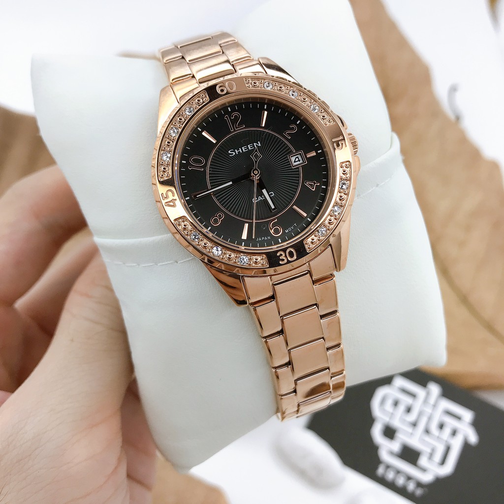 Đồng hồ nữ Casio SHEEN SHE-4532 / SHE-4532PG-1A mặt kính Sapphire chống trầy, hàng chính hãng
