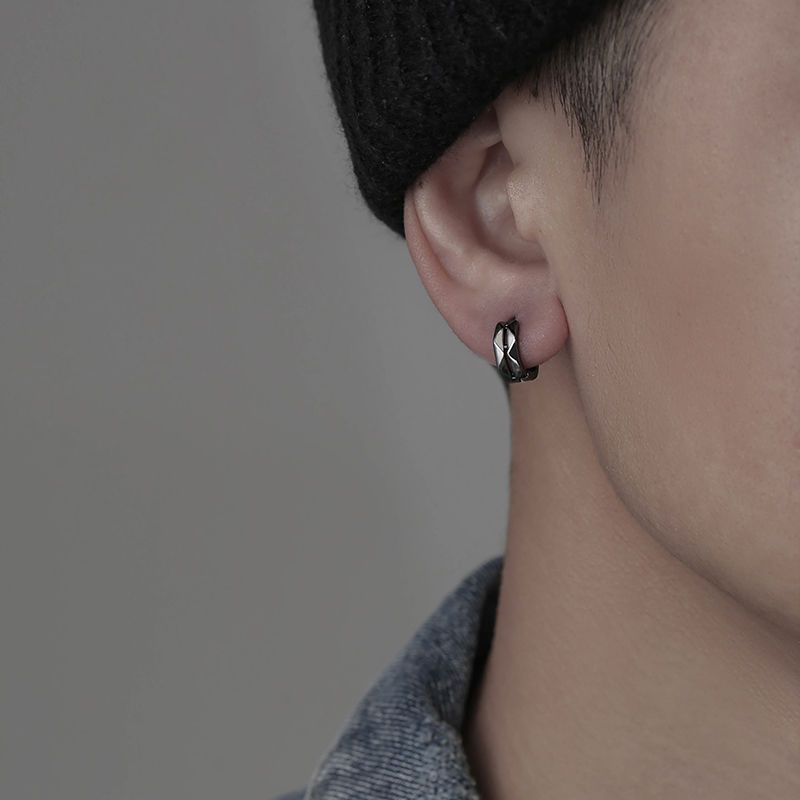 Khuyên Tai Hình Học Ba Chiều Bằng Thép Không Gỉ Phong Cách Hip Hop Mới Cho Nam