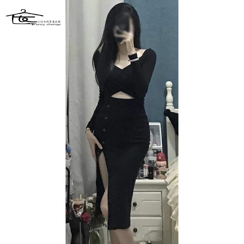 Đầm Dài Ôm Dáng Xẻ Tà Thiết Kế Khoét Lỗ Rỗng Cho Nữ