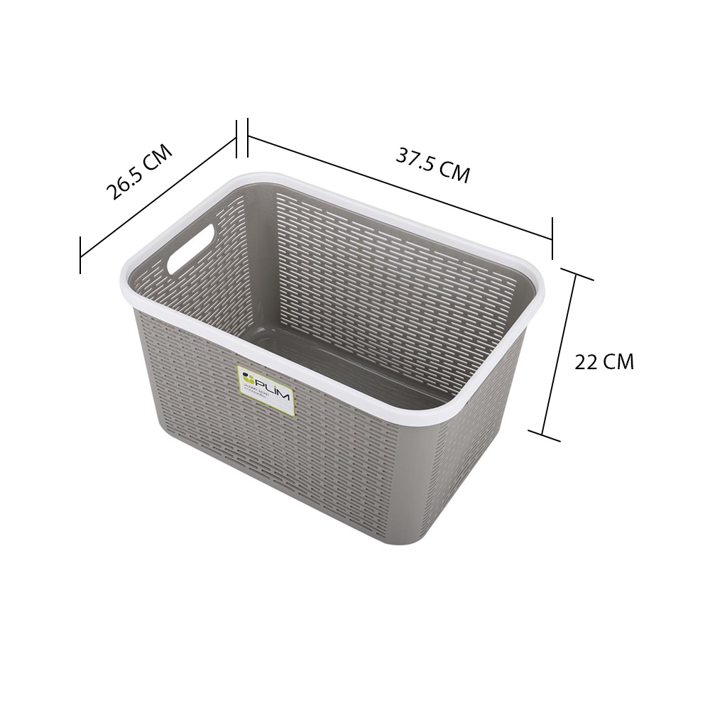 HomeBase PLIM Giỏ đựng quần áo bằng nhựa CAPSULE-L Thái Lan W26,5xH22,2xD37,5cm màu xám