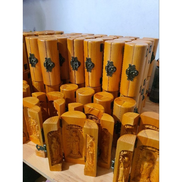 Tượng Phật Gấp Gọn Tây Phương Tam Thánh Chạm Gỗ-Ảnh Thật 100%