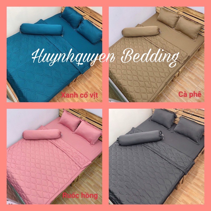 Bộ drap ga thun trơn HQ [FREE SHIP] 4 món mịn, mát, màu sắc đa dạng