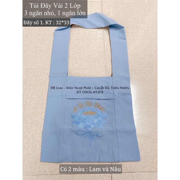 Túi vải đi chùa thêu hoa sen
