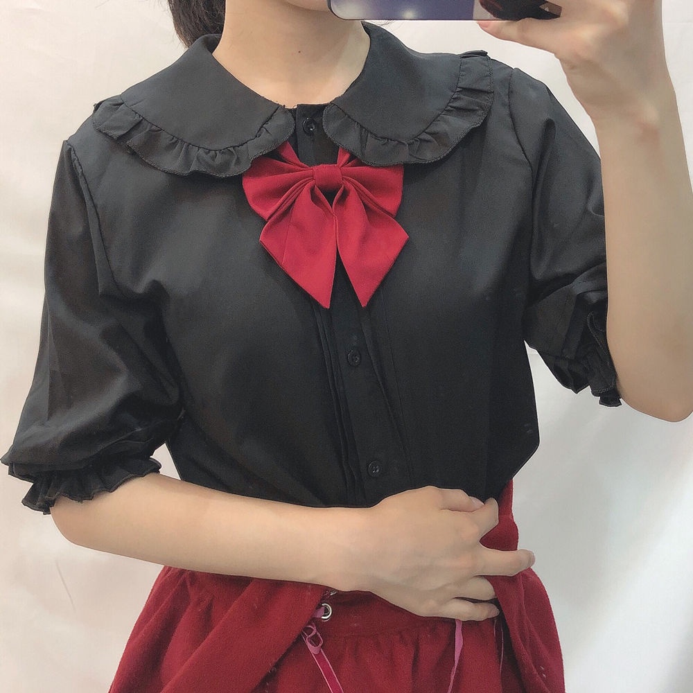 Áo Sơ Mi Tay Phồng Ngắn Cổ Búp Bê Phong Cách Lolita Nhật Bản Thời Trang Mùa Hè Cho Nữ